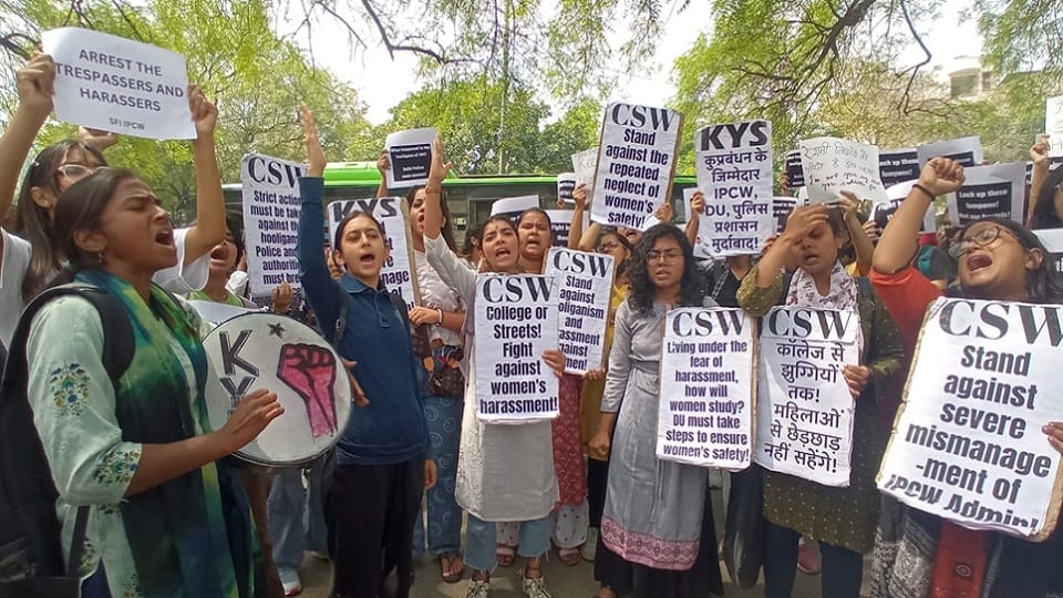 Police detained several girl students protesting outside IP College