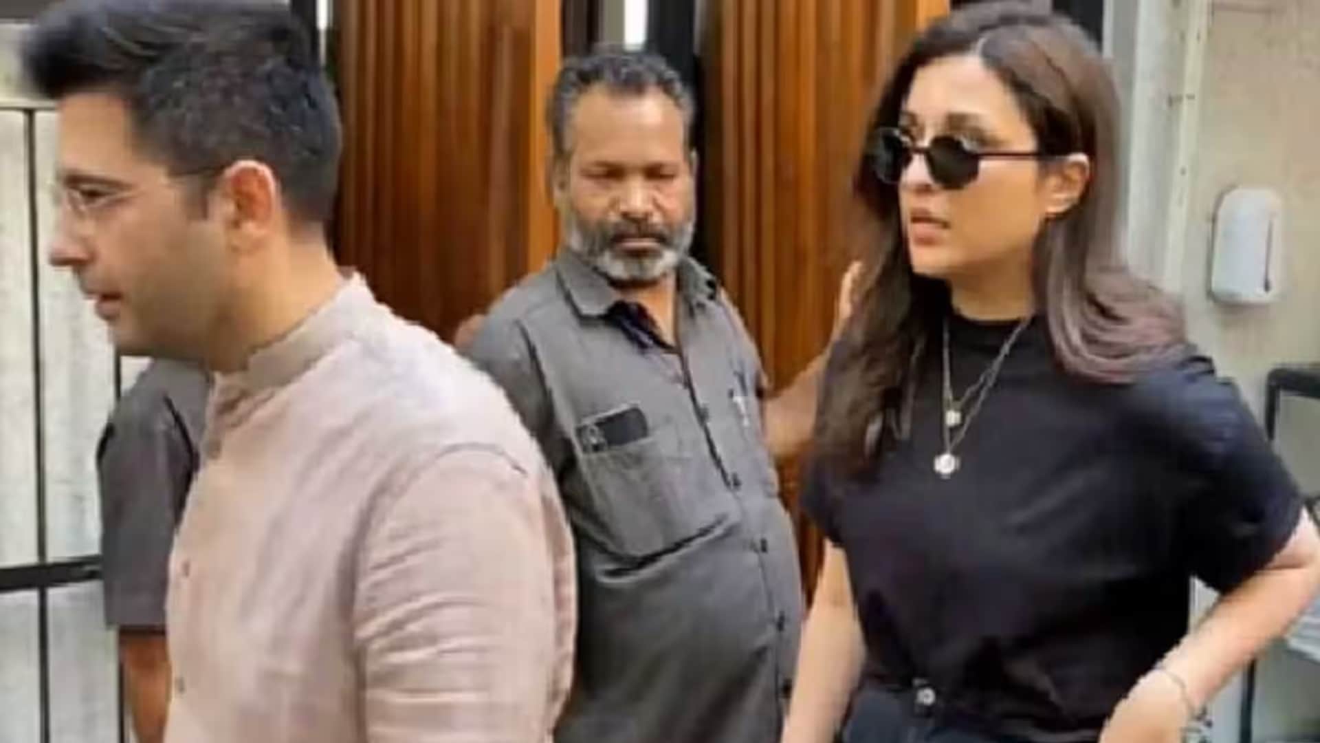 Parineeti Chopra Raghav Chadha Spot At Airport Video Goes Viral on social Media Amid Roka marriage rumours