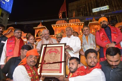 CM nitish kumar in ramnavmi mela in patna with bjp leaders at same stage of dakbunglow road