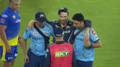 IPL 2023 Gujarat Titans Kane Williamson badly injured while fielding against Chennai Super Kings Ahmedabad