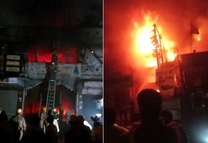 Kanpur Fire News: Short Circuit Fire in Four Storey Tower in Hamraj Market
