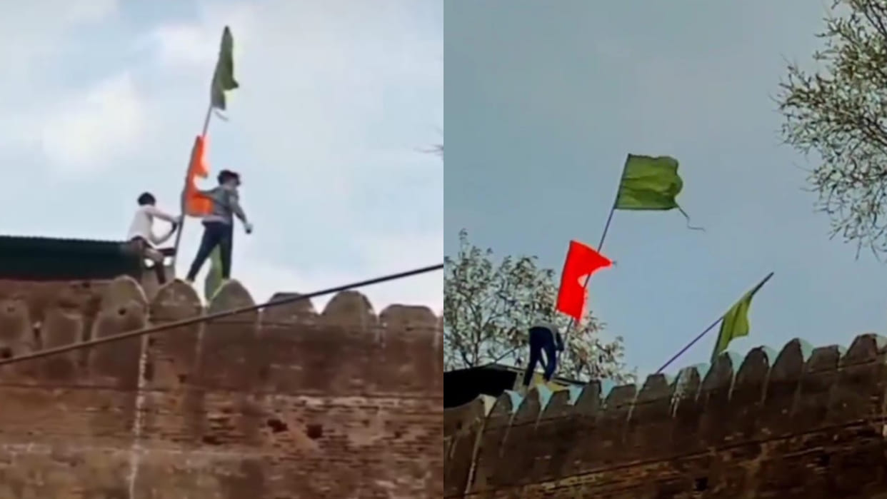 During the procession of Ram Navami in Khargone, the saffron flag was hoisted at the dargah