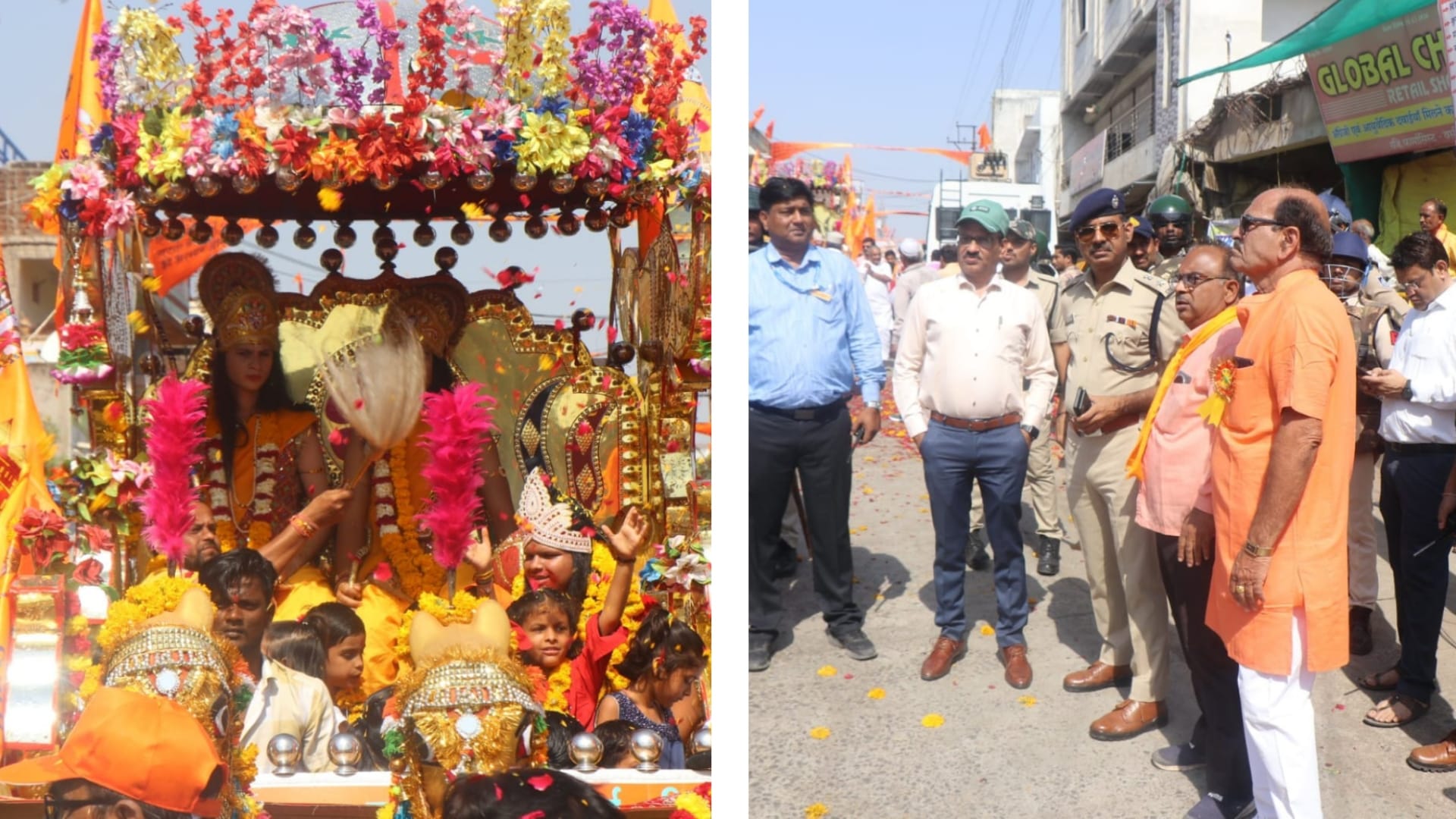 Ganga Jamuni Tehzeeb seen on Ram Navami, people showered flowers on the procession