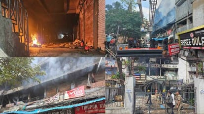 कॉम्प्लैक्स अग्निकांड: 36 घंटे बाद भी धधक रही आग, एनडीआरएफ ने संभाली कमान Complex fire: Body of missing shopkeeper found, fire still burning behind readymade market