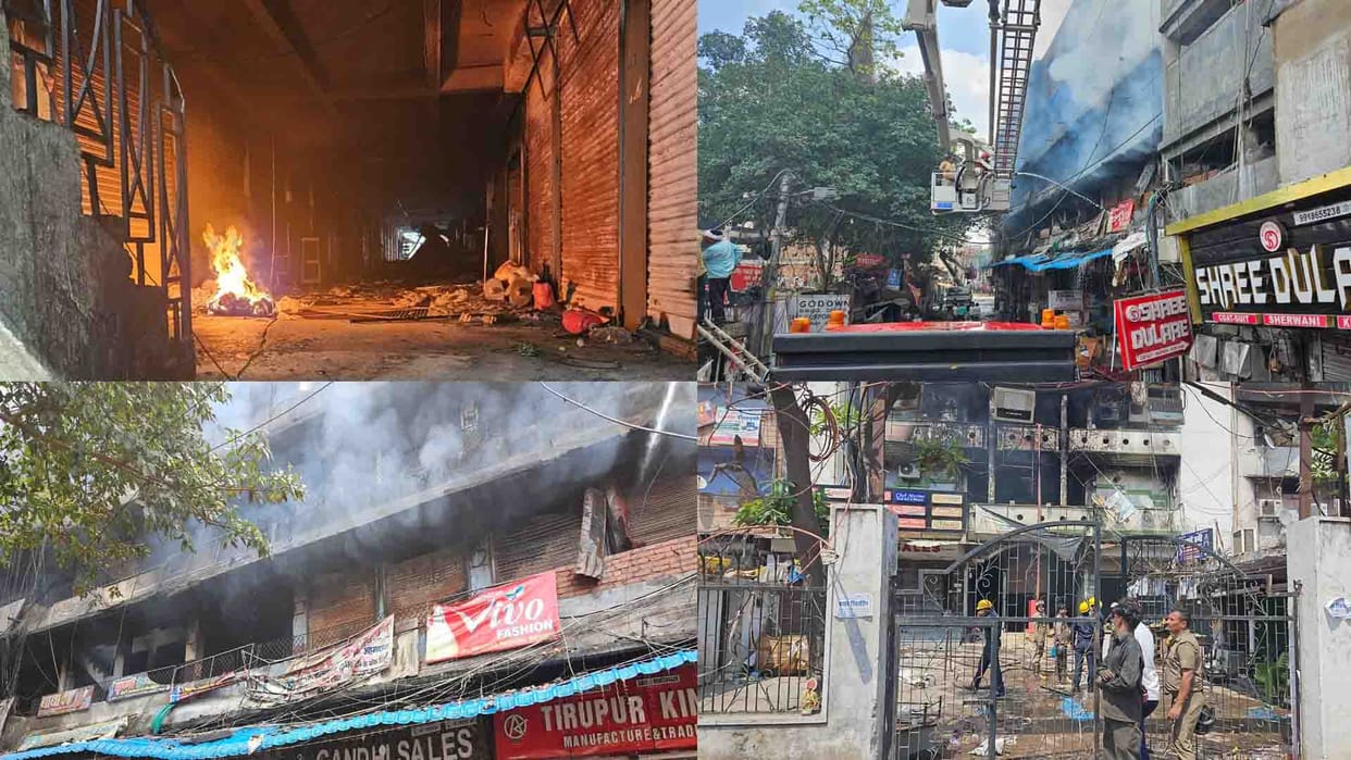 Complex fire: Body of missing shopkeeper found, fire still burning behind readymade market