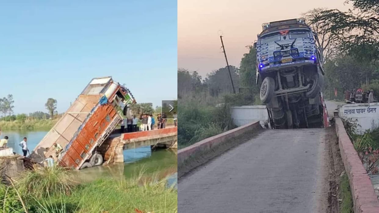 British-era bridge broke in Meerut, truck full of dust fell into canal, driver saved