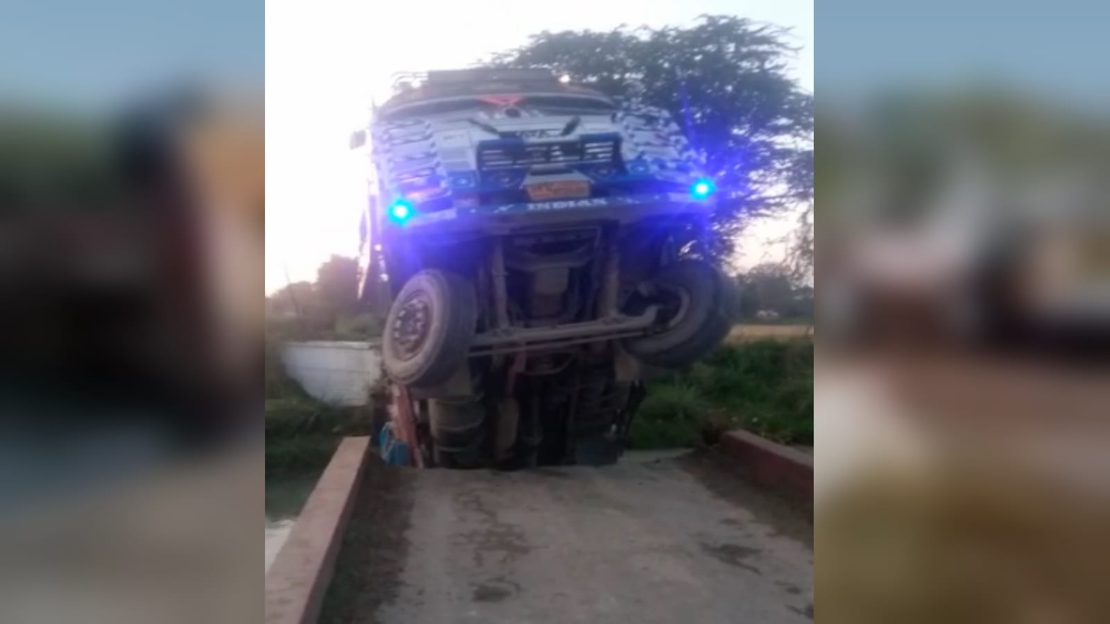 Truck full of dust kept hanging on the canal as bridge breaks in Sardhana Meerut