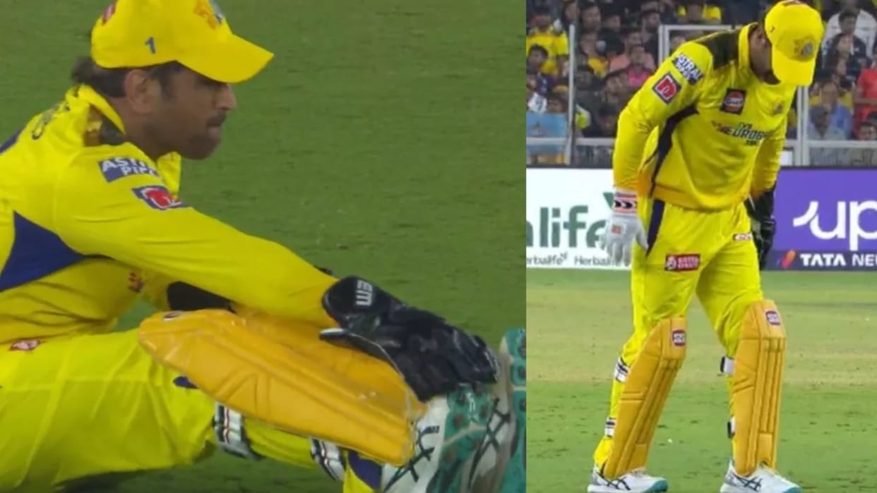IPL 2023 MS Dhoni Grimaces In Pain During first match against Gujarat Stephen Fleming provided injury update