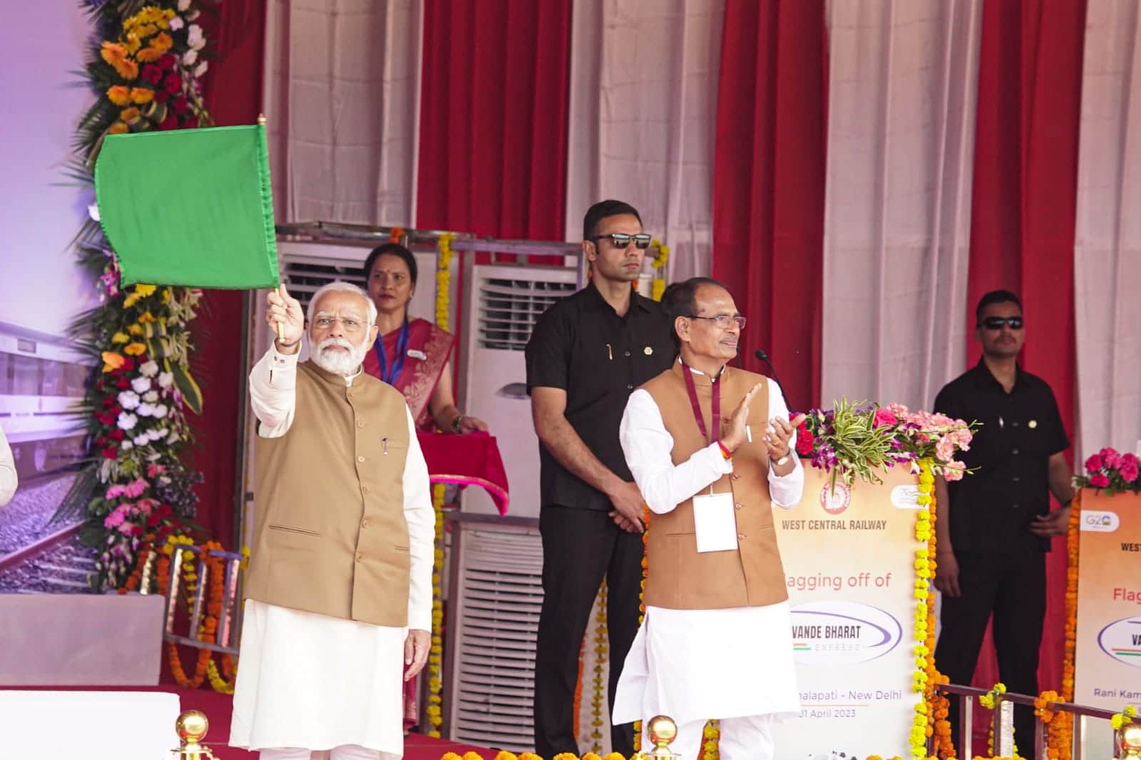 Vande Bharat Express PM Modi Flags off Bhopal Delhi Vande Bharat Express See Photos