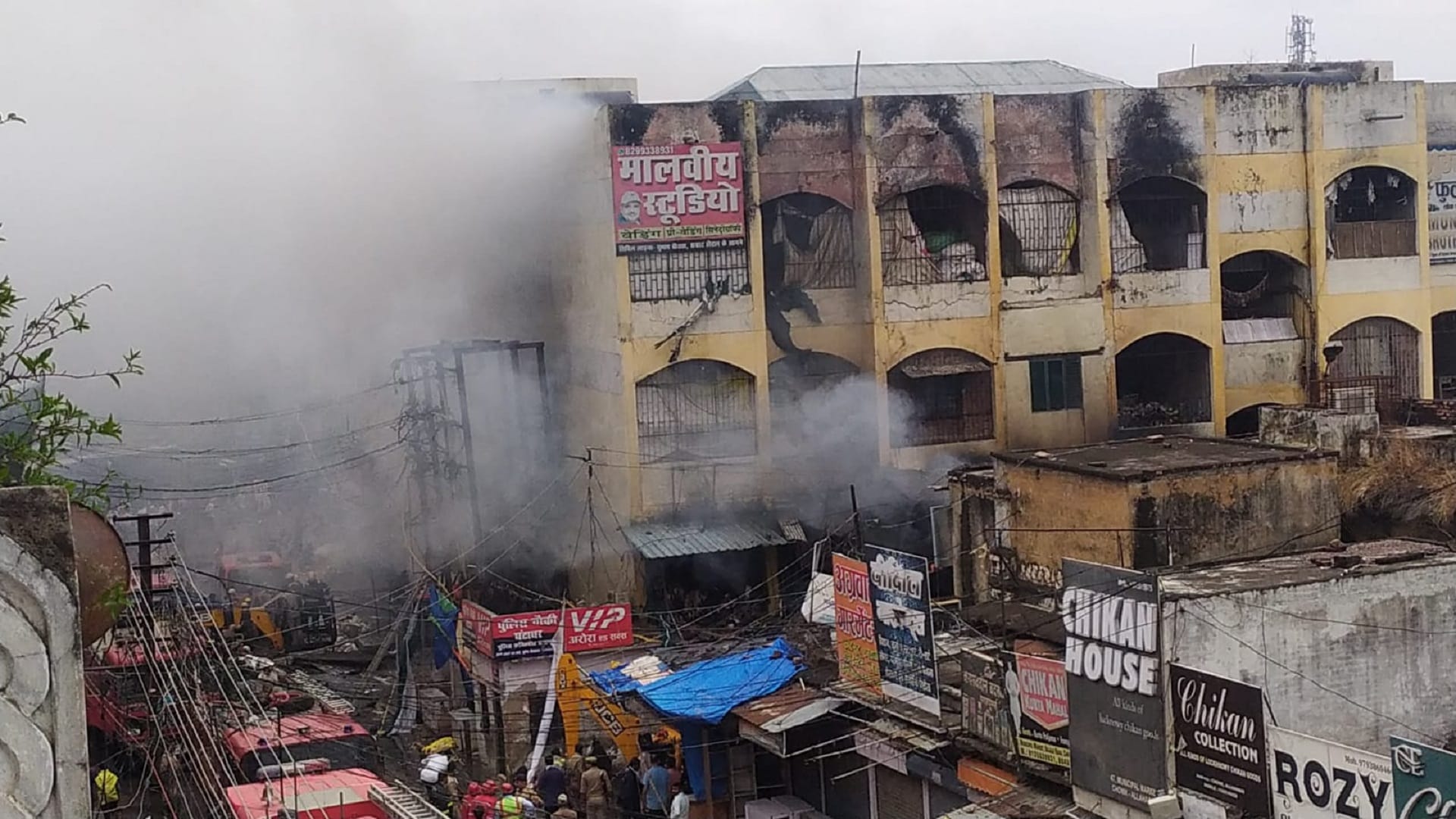 The shopkeepers kept watching the desires turn to ashes with moist eyes, the fire extinguished after five hour
