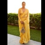 IPL 2023, Sanjana Ganesan, looking beautiful, yellow saree, Jasprit Bumrah
