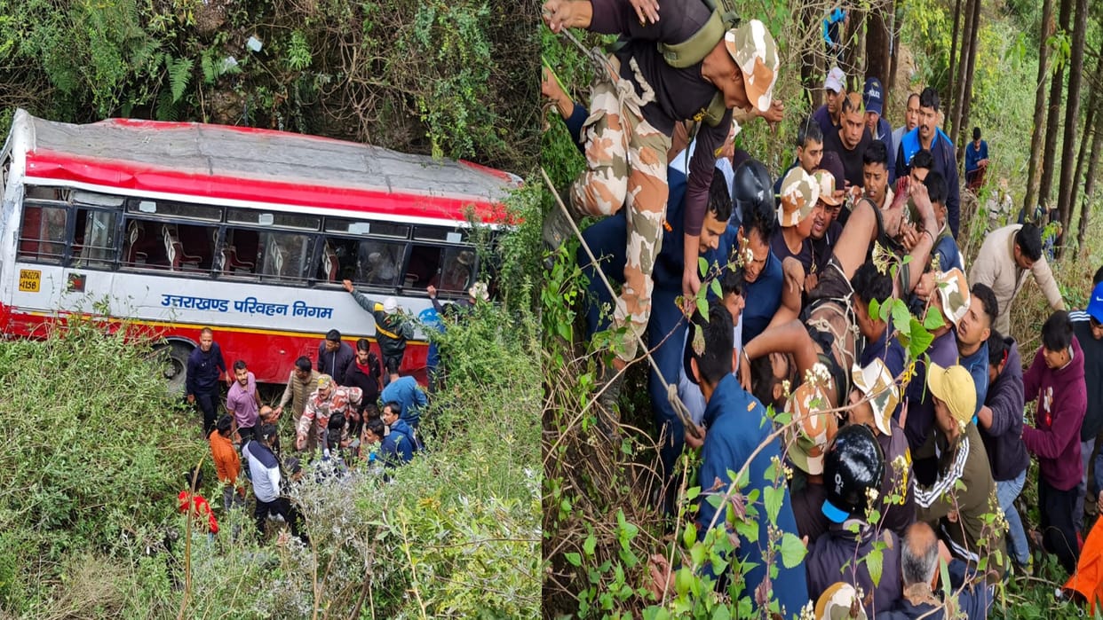Mussoorie Bus Accident Roadways bus fell into ditch death many injured See photos