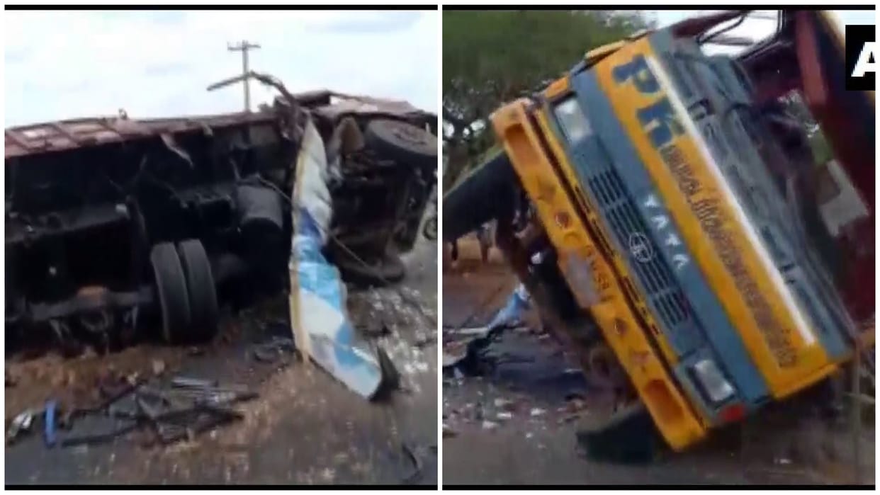 Tamil Nadu state transport bus collided with truck near Thirumanjolai in the Sivaganga district Latest News