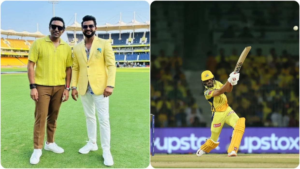 CSK Played first match in Chennai without suresh Raina who hugs ruturaj before match ruturaj hit four sixes