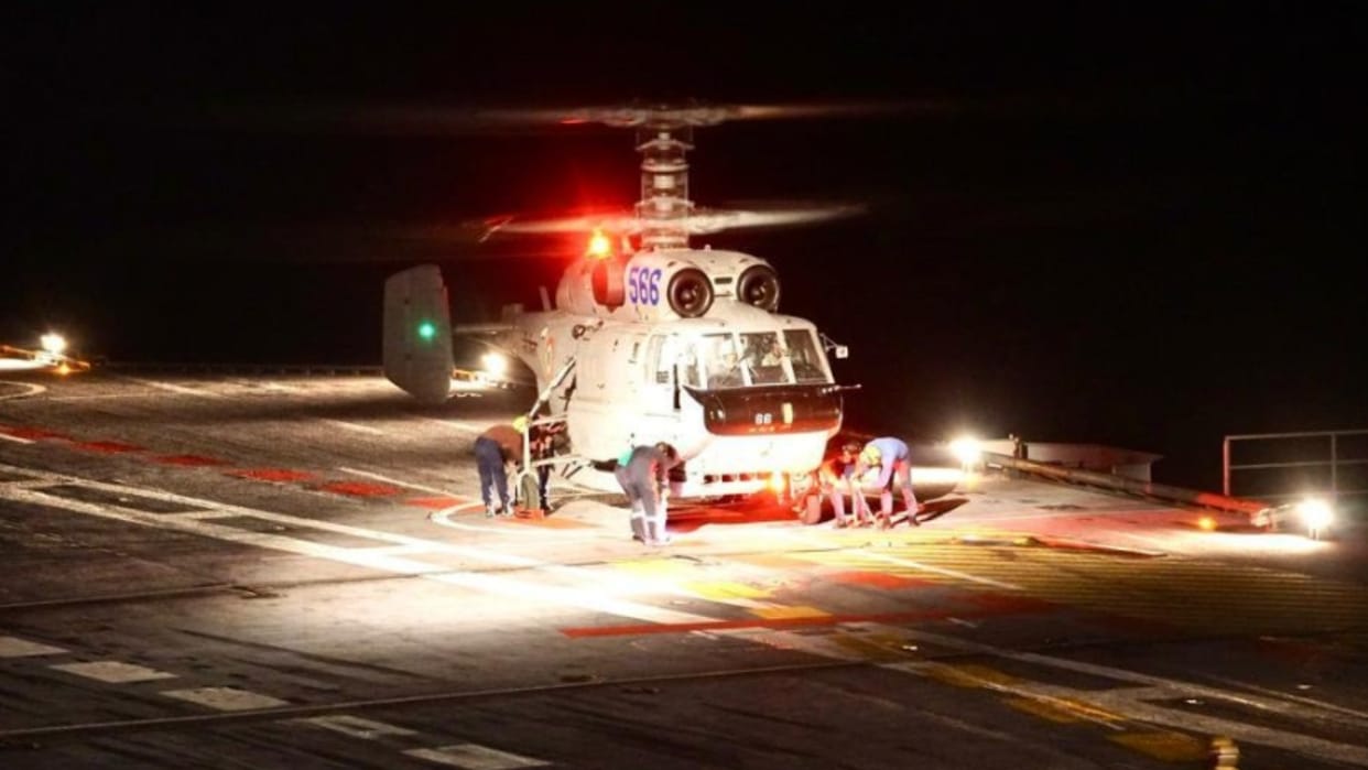 Maiden landing of helicopters by night onboard INS Vikrant was achieved on 28 March by Kamov 31 helicopter