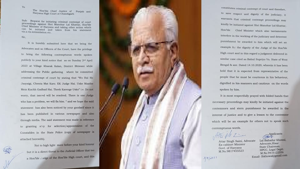 Haryana: CM Manohar stuck on comment on judge and case reached High Court and Supreme Court