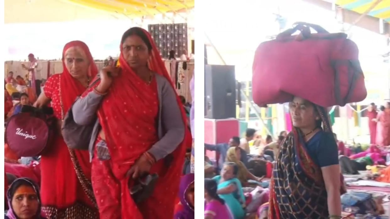 Devotees trying to get a place before Pradeep Mishra story begins, see the view in pictures