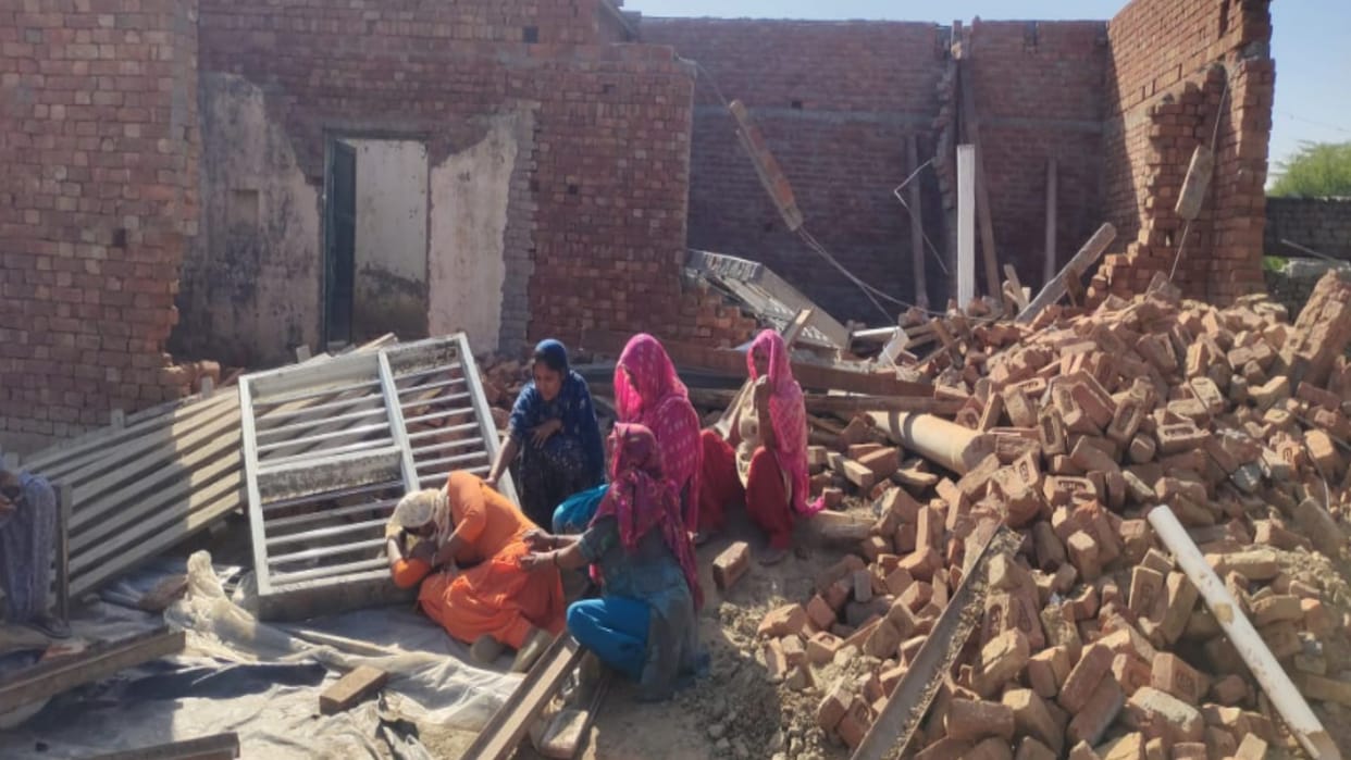 The team demolished the house being built under Pradhan Mantri Awas Yojana in Shamli district