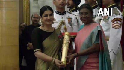 Raveena Tandon Natu Natu Composer M M Keeravani receives Padma Shri from President Murmu See photos