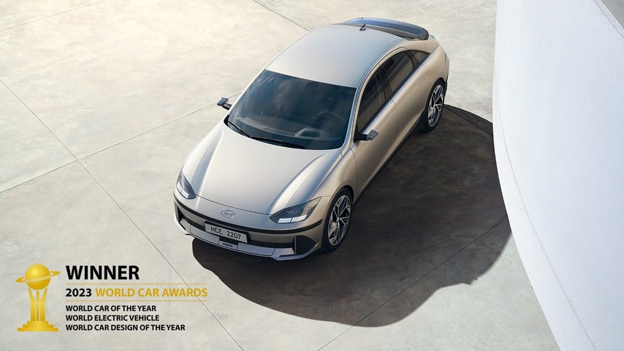 hyundai ioniq6 sweeps world car of the Year, world electric vehicle and world car Design of the Year award