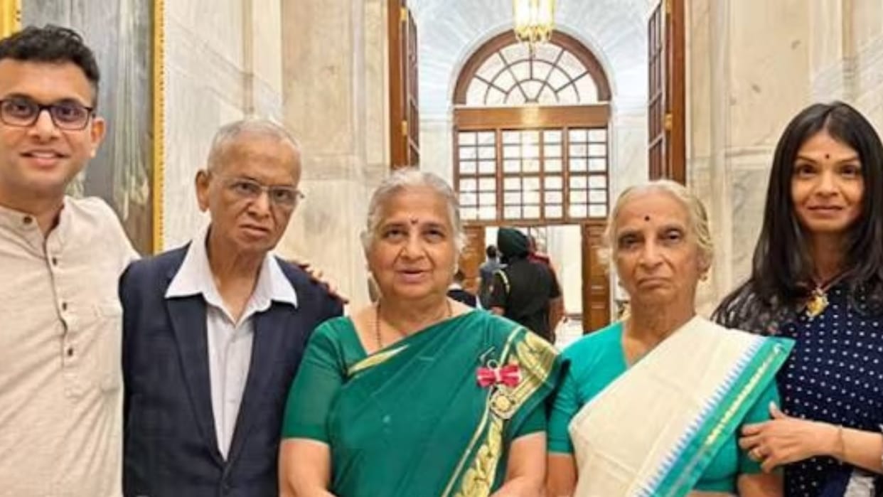 Britain's First Lady Akshata Murty arrives at Padma ceremony wearing saree sudha murty