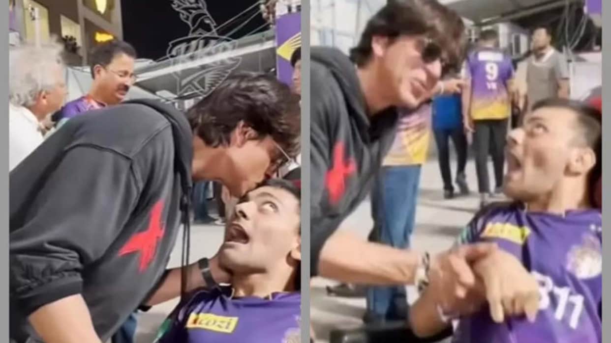 Shah Rukh Khan kiss his Physically Disabled Fan Harshul After A IPL match Of KKR Photos Viral on social Media