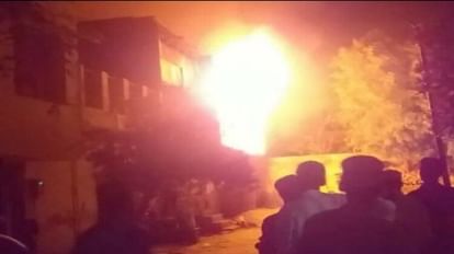 Fierce fire in shoe factory chemical filled drums burst Panic spread by loud explosions