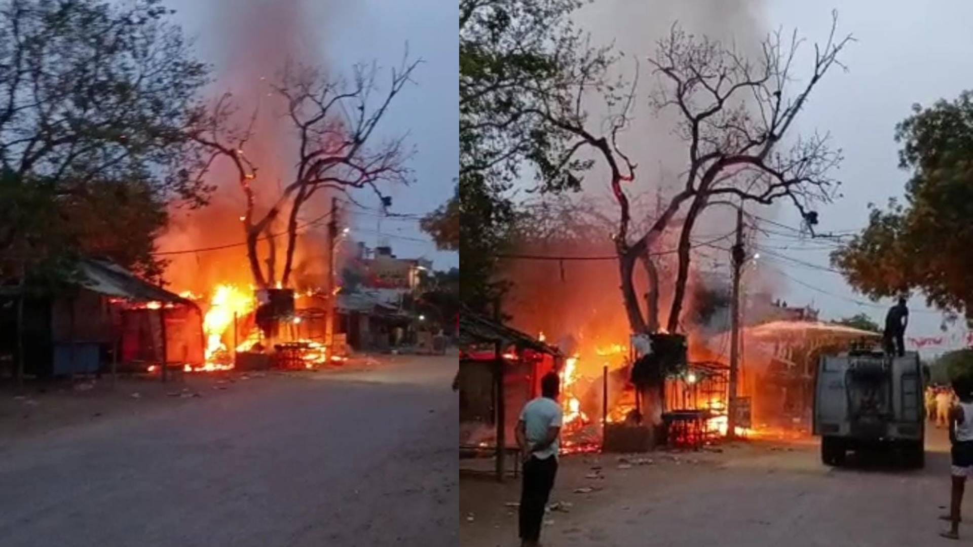 आधा दर्जन गुमटियों में लगी आग