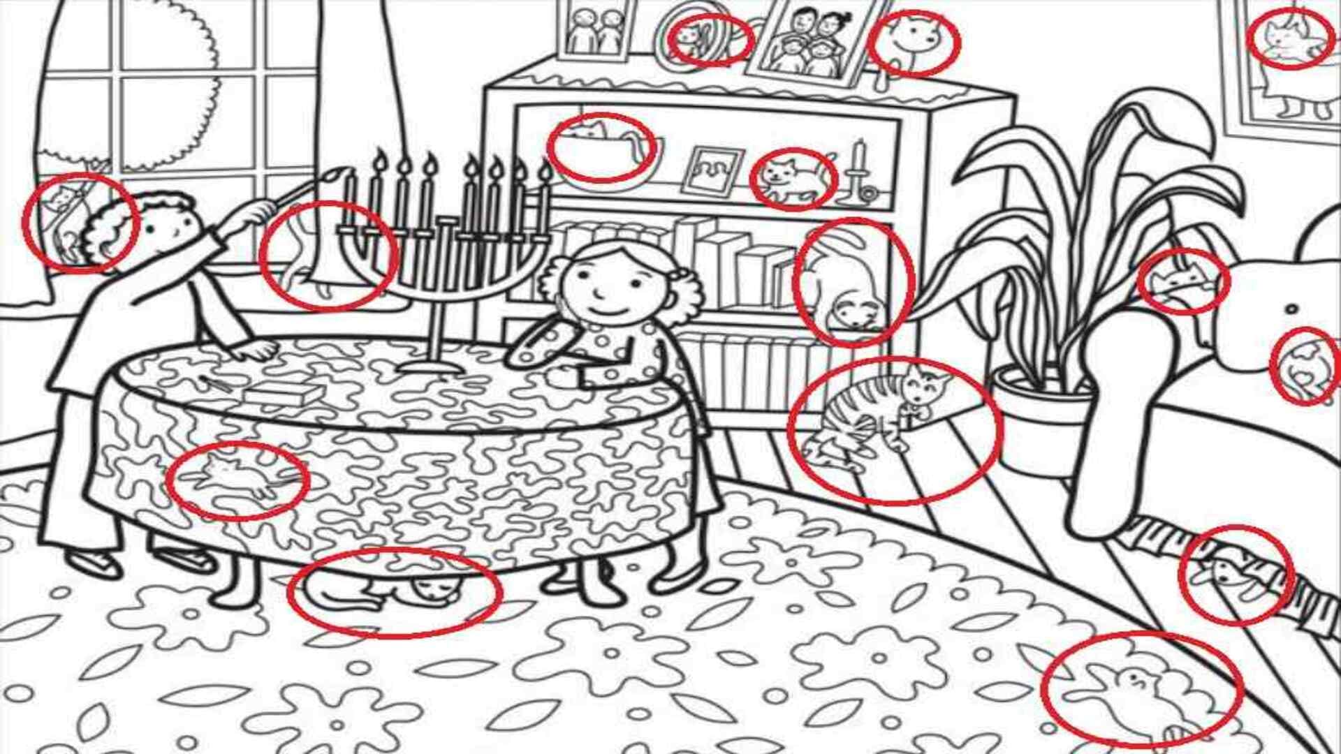Optical Illusion IQ Test: Can you find 15 Cats hidden in the Living Room picture?
