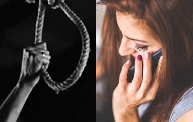 When stopped from talking on mobile, the girl swings from the noose
