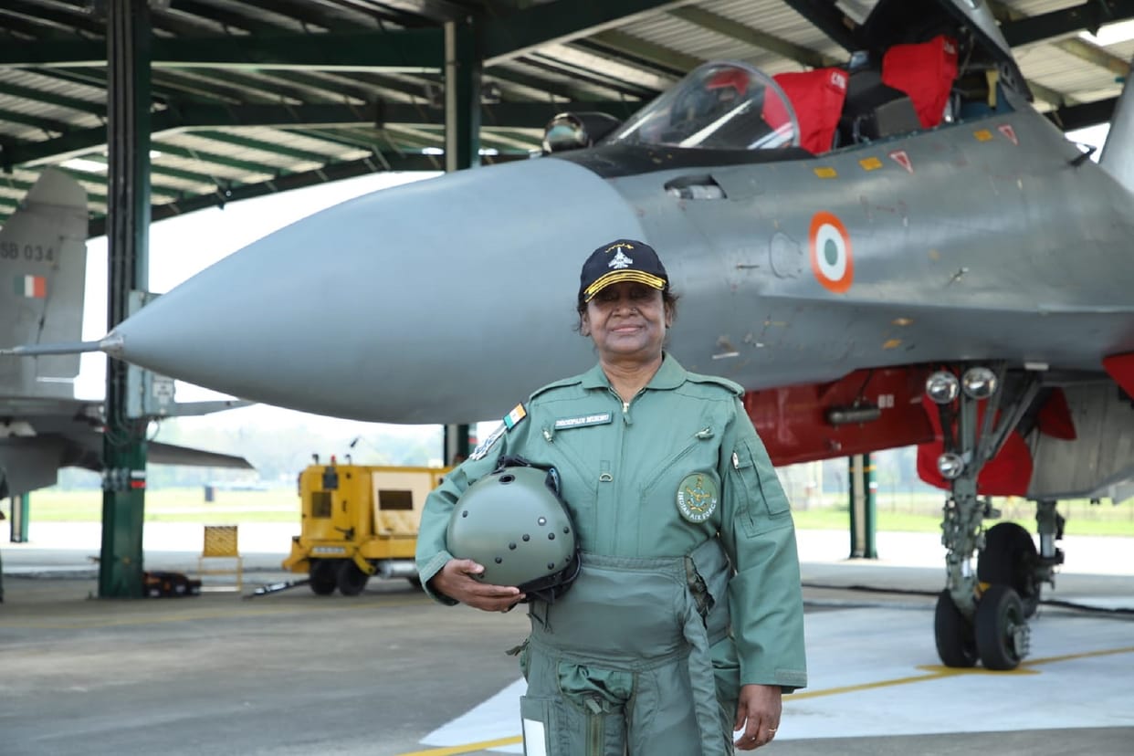president droupadi murmu fly sortie in sukhoi 30 MKI fighter jet at Tezpur Air Force Station Assam