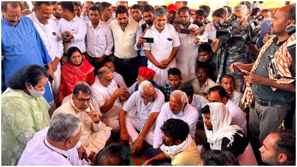 Barmer Dalit woman rape murder case BJP leader Satish Poonia meets victim family and attacks Gehlot government