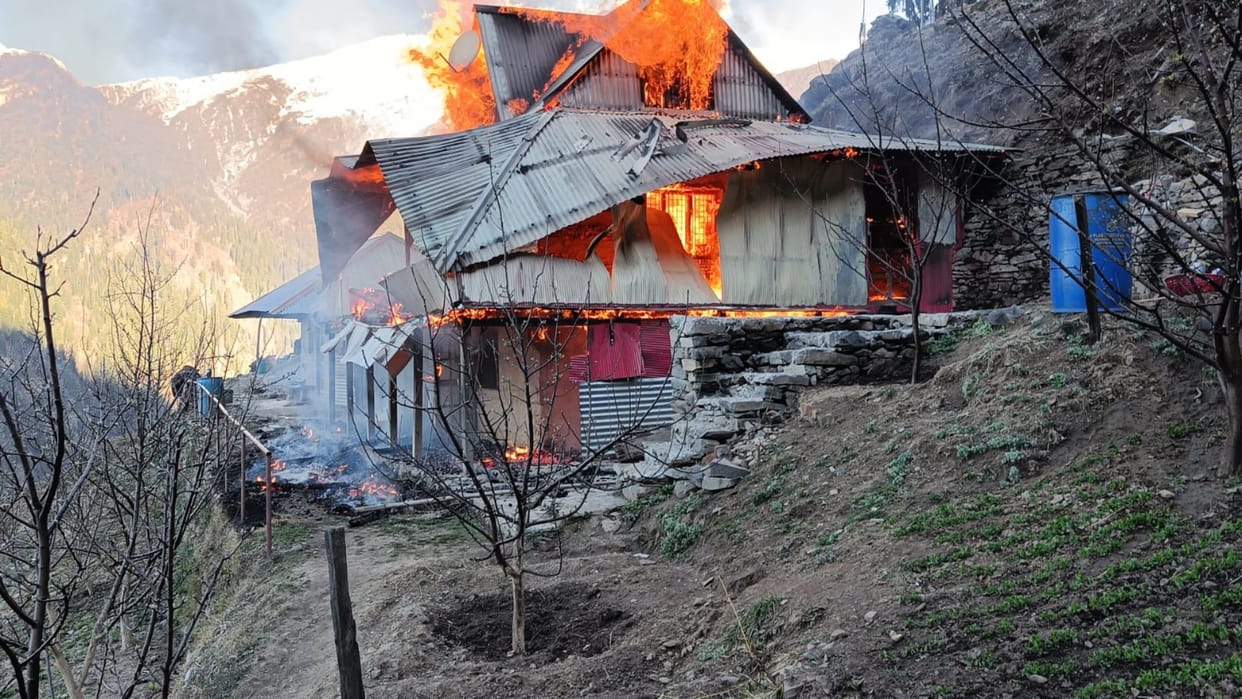 Double storey house gutted in fire in Chirgaon Rohru Shimla Himachal Pradesh