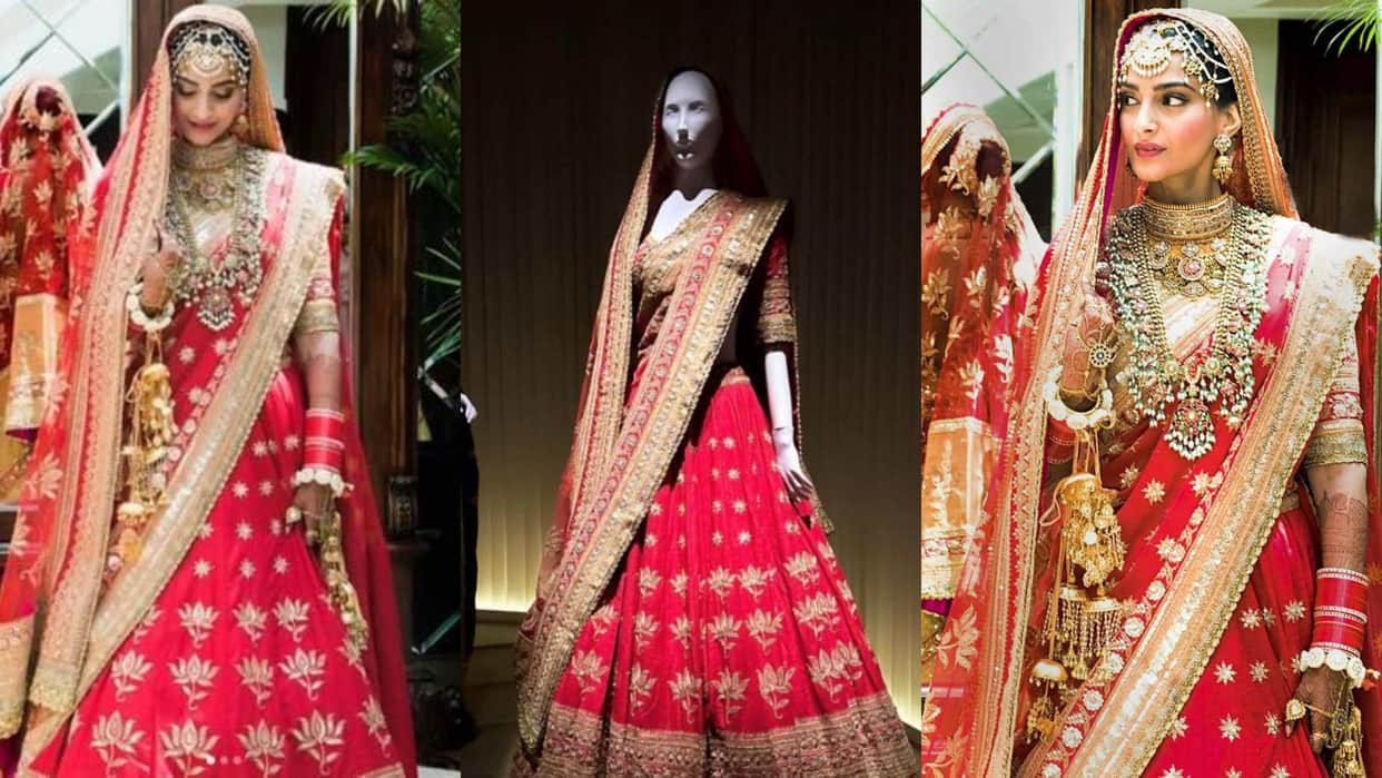 Fashion wedding lehenga of Sonam kapoor displayed in NMACC