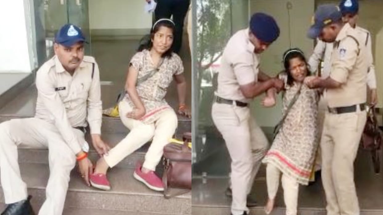 Gwalior Police made a disabled woman drink water from her hand and put her in shoes