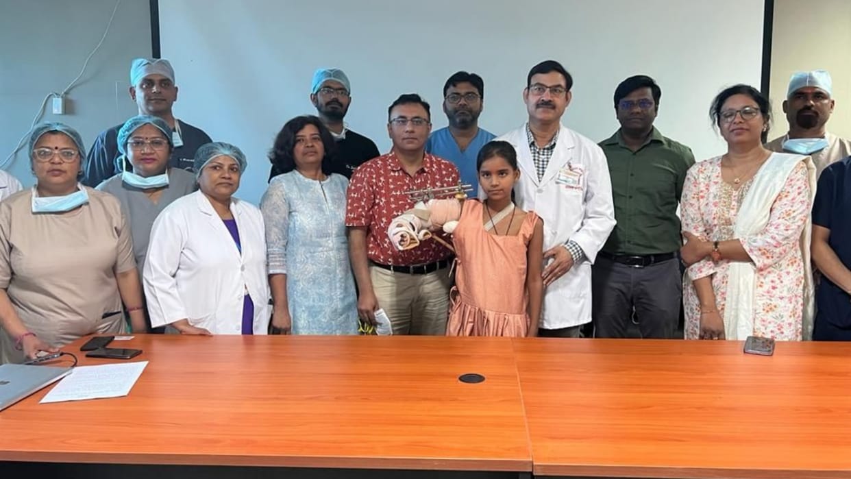 Doctors operate the hand of a girl in SGPGI.
