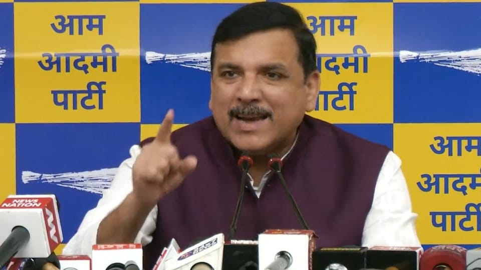 AAP leader Sanjay Singh press conference in Lucknow.