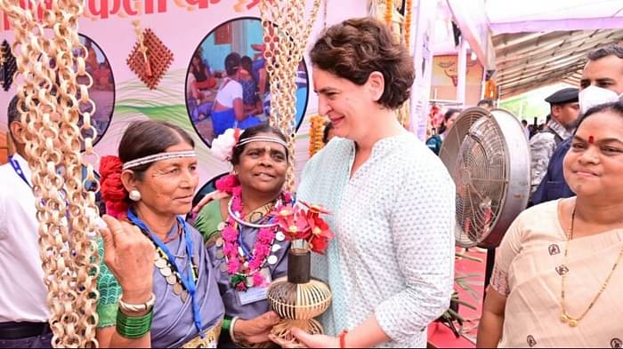 Priyanka Gandhi and CM Bhupesh Baghel At Congress 'Bharose Ka Sammelan' in Chhattisgarh Bastar