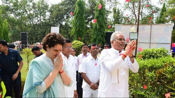 Priyanka Gandhi and CM Bhupesh Baghel At Congress 'Bharose Ka Sammelan' in Chhattisgarh Bastar