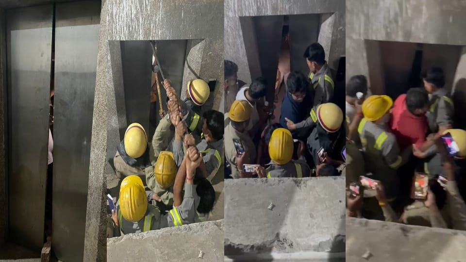 Greater Noida people stuck in lift of alpha golf gardenia society for two hours fire officers rescue them