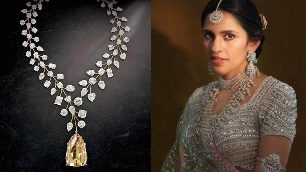 Shloka Mehta Dimond neckless worth 450 crore Akash Ambani wife gifted by Mukesh Ambani