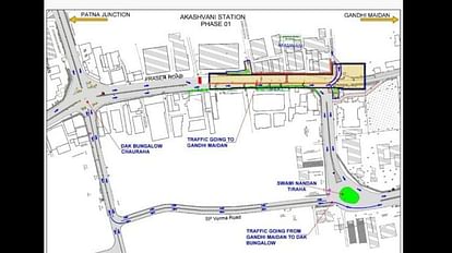 पटना मेट्रो निर्माण के लिए डाकबंगला चौराहा के पास से सड़क मार्ग बदला पटना यातायात