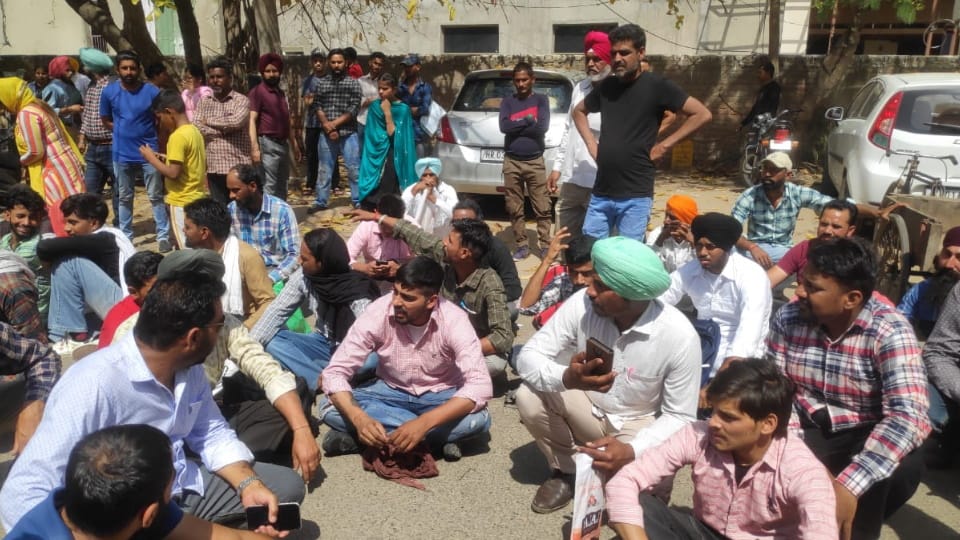 Protest outside Passport Office in Chandigarh Industrial Area Phase 1