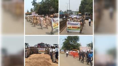 जवानों की शहादत को याद करते हुए निकाला पैदल मार्च