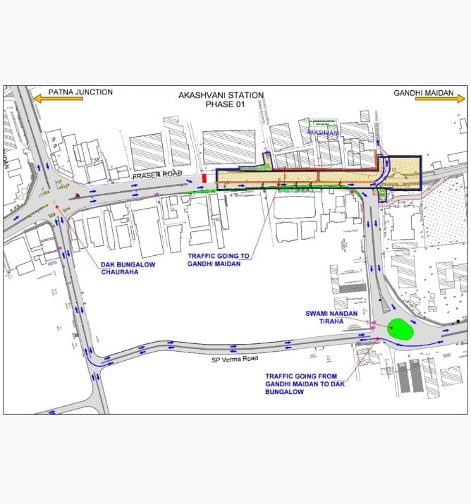 Patna News road route change near dakbunglow chauraha for Patna Metro construction Patna traffic change