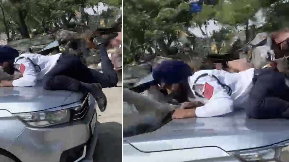Traffic Policeman dragged on car bonnet for one km in Ludhiana
