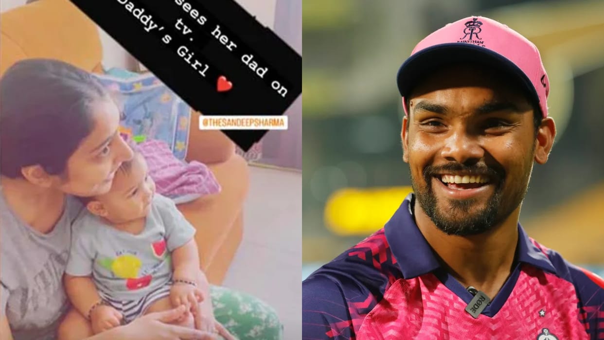 IPL 2023: Sandeep Sharma  Newborn Daughter Watches Father bowling Dhoni-Jadeja, Reaction Viral Video