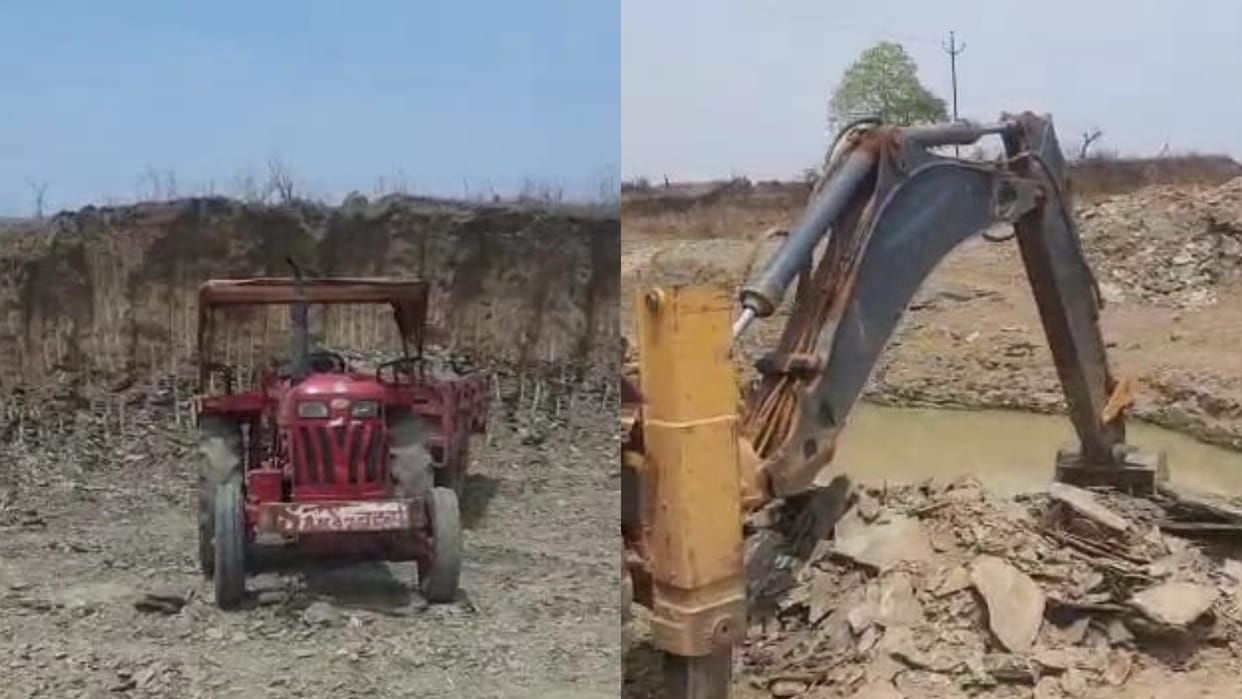 Damoh Crime Illegal mining cost expensive police seized JCB and tractor
