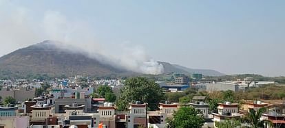 Fire broke out for the second time in two months at Devguradia Trenching Ground in Indore, smoke visible from