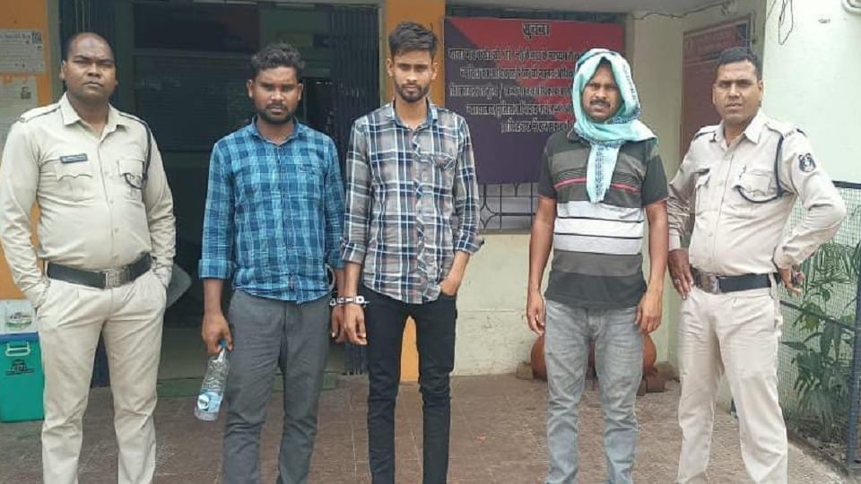 Police arrested three accused who entered the house and assaulted the woman